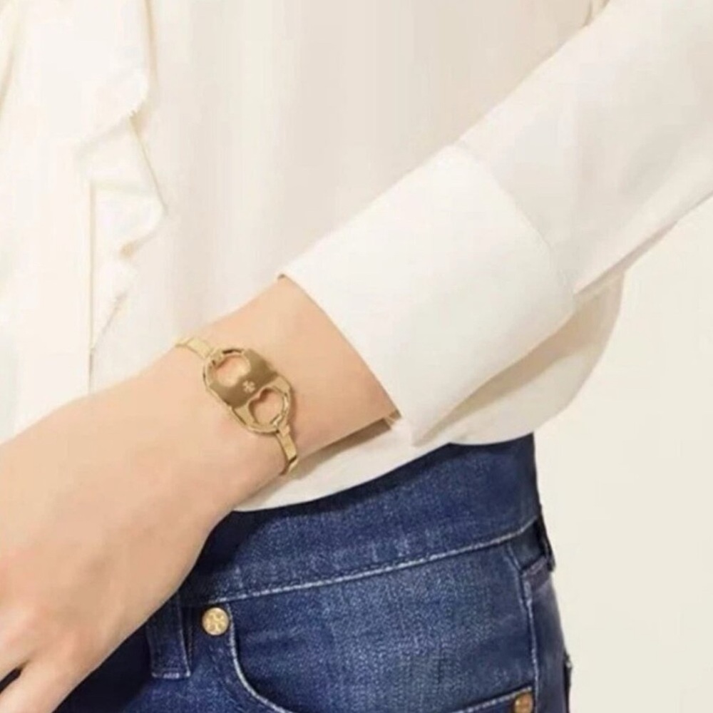Tory Burch Gemini Link I.D. Gold Bangle NWT - Picture 4 of 4